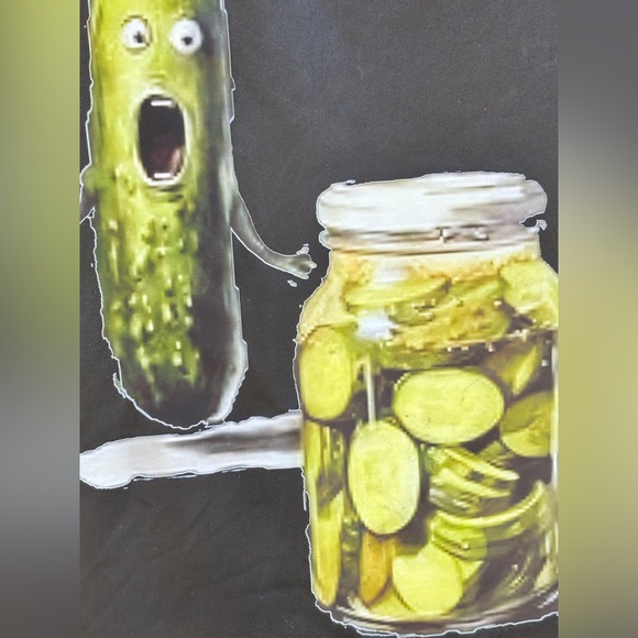 Black Graphic T-Shirt with Pickle Design Nwot - Picture 2 of 3